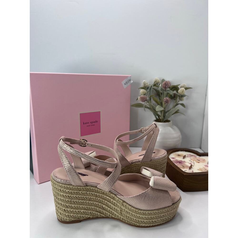 Kate Spade Thelma Leather Wedge Sandals Espadrille Blush Women's 9 NWB - Picture 7 of 13